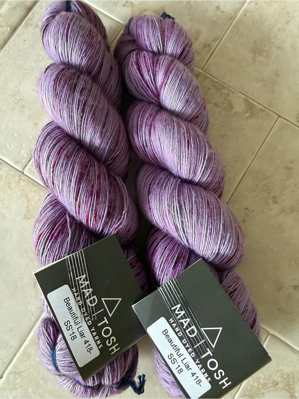 Madelinetosh Hand-Dyed Yarn - Lavender with Pink Speckles